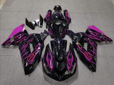 Cheap 2006-2011 Kawasaki ZX14R Motorcycle Fairing - Glossy Black Purple Flame