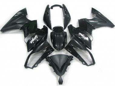 Cheap 2009-2011 Kawasaki Ninja 650R Motorcycle Fairings - Glossy Black Matte Black White Decal