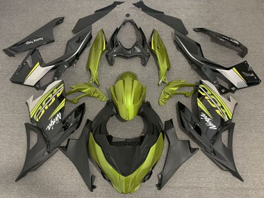 Cheap 2018-2024 Kawasaki Ninja 400 Motorcycle Fairings - Liquid Yellow Glossy Black Matte Black OEM Style