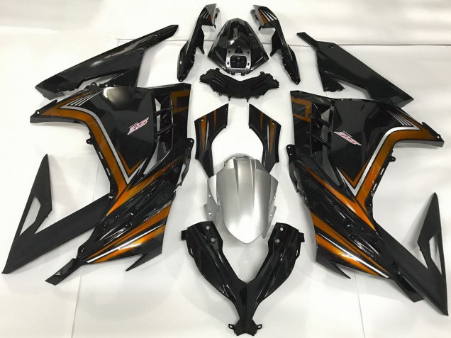 2013-2024 Kawasaki Ninja 300 Motorcycle Fairings - Glossy Black Orange