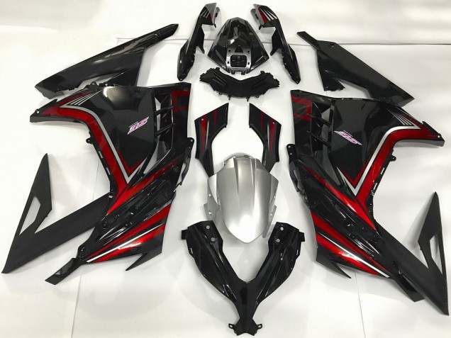 2013-2024 Kawasaki Ninja 300 Motorcycle Fairings - Glossy Black Red