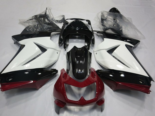 2008-2012 Kawasaki Ninja 250 Motorcycle Fairings - White Red Glossy Black