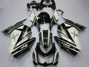 Cheap 2008-2012 Kawasaki Ninja 250 Motorcycle Fairings - White Silver Star Glossy Black