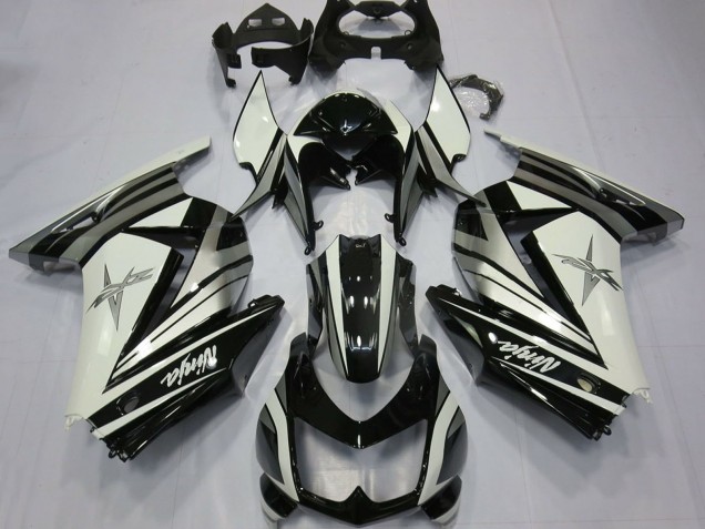 2008-2012 Kawasaki Ninja 250 Motorcycle Fairings - White Silver Star Glossy Black