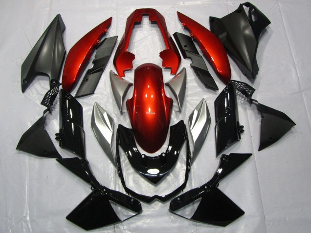 2010-2013 Kawasaki Z1000 Motorcycle Fairings - Red Silver Glossy Black