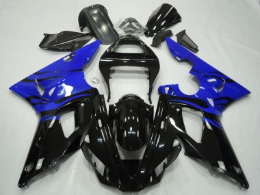 Cheap 2000-2001 Yamaha R1 Motorcycle Fairings - Blue Glossy Black Flame
