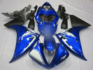 Cheap 2012-2014 Yamaha R1 Motorcycle Fairings - Blue White Matte Black