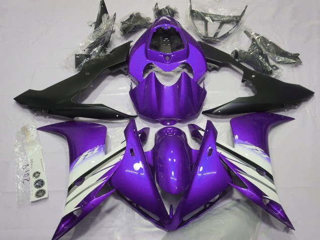 2004-2006 Yamaha R1 Motorcycle Fairings - Purple White Matte Black
