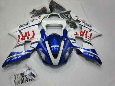 Cheap 2000-2001 Yamaha R1 Motorcycle Fairings - White Blue Red Fiat Motul