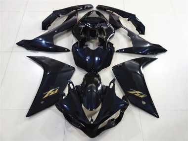 Cheap 2007-2008 Yamaha R1 Motorcycle Fairings - Glossy Black Dark Blue Gold Decal