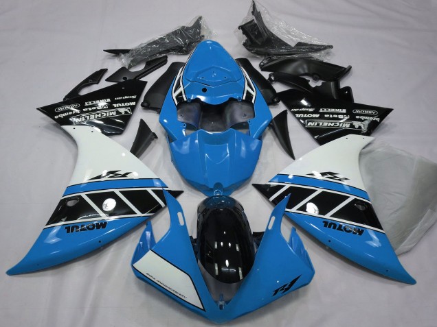 2012-2014 Yamaha R1 Motorcycle Fairings - Blue White Glossy Black