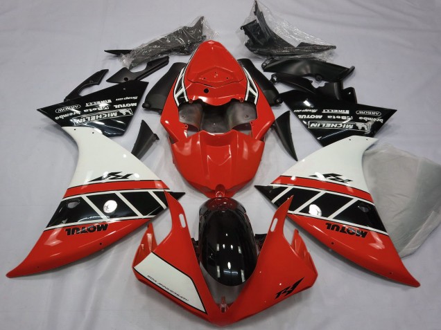 2012-2014 Yamaha R1 Motorcycle Fairings - Red White Glossy Black