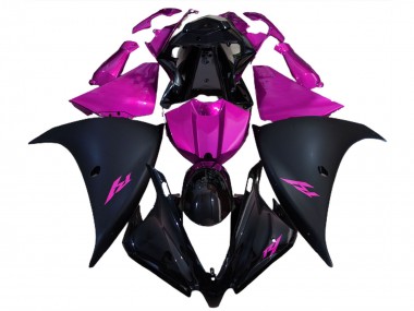 Cheap 2012-2014 Yamaha R1 Motorcycle Fairings - Glossy Black Matte Black Pink