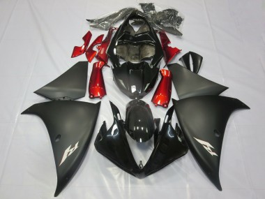 Cheap 2012-2014 Yamaha R1 Motorcycle Fairings - Glossy Black Matte Black Red