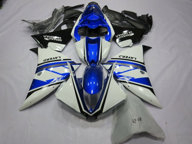 2012-2014 Yamaha R1 Motorcycle Fairings - White Blue Black Layerd Semakin Didepan