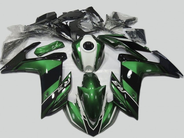 2015-2018 Yamaha R3 Motorcycle Fairing - Green White Glossy Black