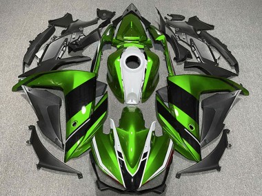 Cheap 2015-2018 Yamaha R3 Motorcycle Fairings - Green White Glossy Black