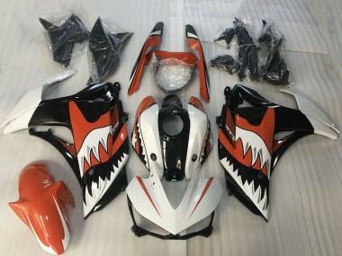 Cheap 2015-2018 Yamaha R3 Motorcycle Fairings - White Orange Glossy Black Shark