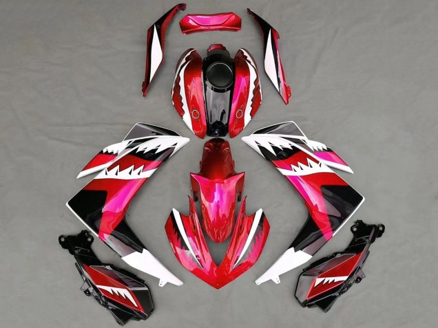 2015-2018 Yamaha R3 Motorcycle Fairings - Red White Black Shark