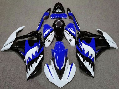 Cheap 2015-2018 Yamaha R3 Motorcycle Fairings - White Blue Black Shark