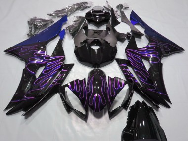 Cheap 2008-2016 Yamaha R6 Motorcycle Fairings - Blue Glossy Black Purple Flame