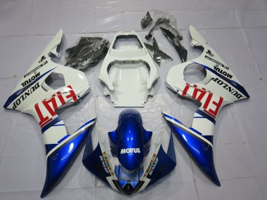 Cheap 2003-2004 Yamaha R6 Motorcycle Fairings - White Blue Red Fiat Motul Dunlop