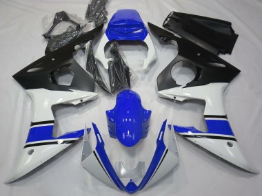 Cheap 2003-2004 Yamaha R6 Motorcycle Fairings - White Blue Matte Black