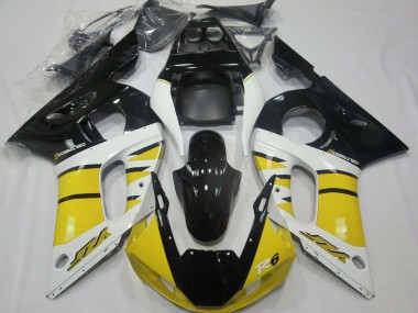 Cheap 1998-2002 Yamaha R6 Motorcycle Fairings - Yellow White Glossy Black