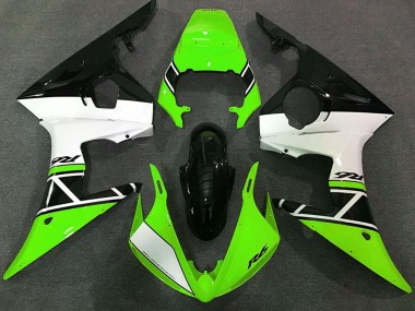 Cheap 2003-2004 Yamaha R6 Motorcycle Fairings - Green White Glossy Black