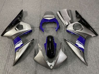 Cheap 2003-2004 Yamaha R6 Motorcycle Fairings - Silver Blue Glossy Black