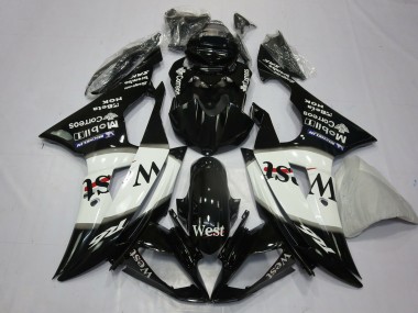 Cheap 2008-2016 Yamaha R6 Motorcycle Fairings - Glossy Black White West Michelin