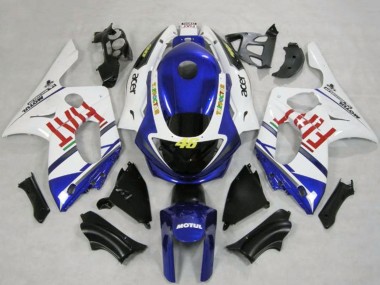 Cheap 1996-2007 Yamaha YZF600R Thundercat Motorcycle Fairings - White Blue Fiat Motul