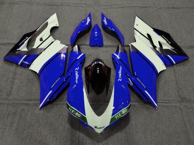 Cheap 2015-2020 Ducati 959 1299 Motorcycle Fairings - Blue White Glossy Black Unibat Flex-Box OEM Style