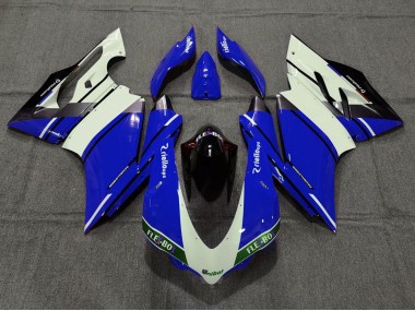 Cheap 2015-2020 Ducati 959 1299 Motorcycle Fairings - Blue White Glossy Black Unibat Flex-Box OEM Style