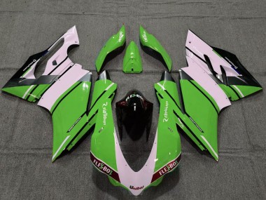 Cheap 2015-2020 Ducati 959 1299 Motorcycle Fairings - White Green Glossy Black Unibat Flex-Box OEM Style