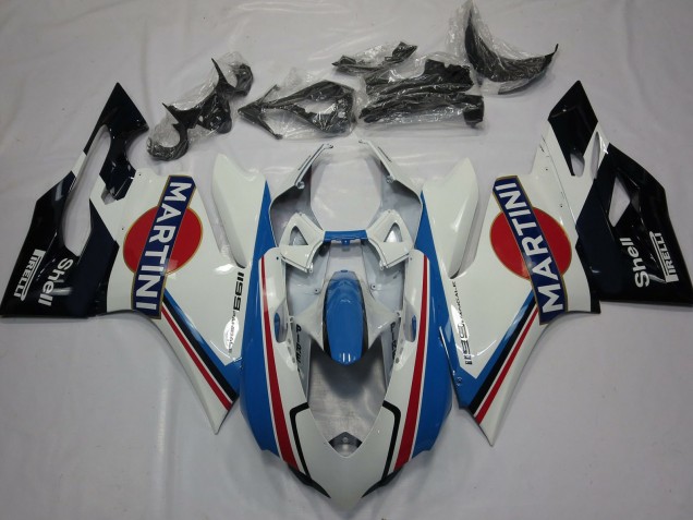 2011-2014 Ducati 1199 Motorcycle Fairings - White Light Blue Red Black Martini