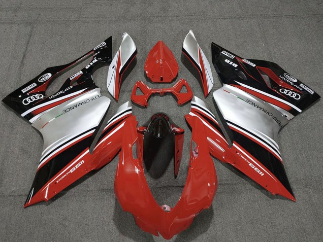 2011-2014 Ducati 1199 Motorcycle Fairings - Red Silver Black Performance