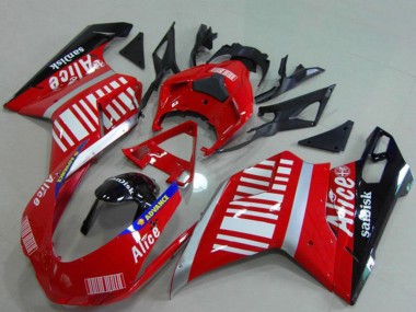 Cheap 2007-2014 Ducati 848 1098 1198 Motorcycle Fairings - Silver Red Glossy Black Alice Sandisk