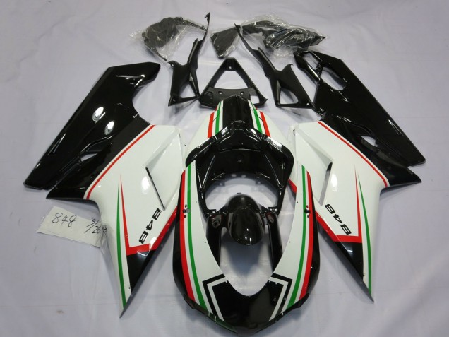 2007-2014 Ducati 848 Motorcycle Fairings - White Red Green Glossy Black