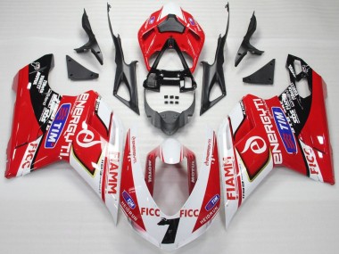 Cheap 2007-2014 Ducati 848 1098 1198 Motorcycle Fairings - White Red Blue Glossy Black Ficc Fiamm 7