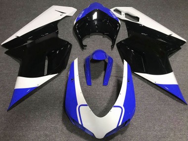 Cheap 2007-2014 Ducati 848 1098 1198 Motorcycle Fairing - White Blue Glossy Black