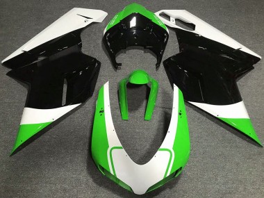 Cheap 2007-2014 Ducati 848 1098 1198 Motorcycle Fairings - White Green Glossy Black