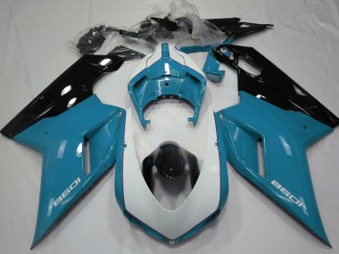 Cheap 2007-2014 Ducati 1098 Motorcycle Fairings - Blue White Glossy Black