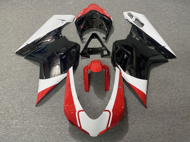 2007-2014 Ducati 848 1098 1198 Motorcycle Fairings - White Red Glossy Black