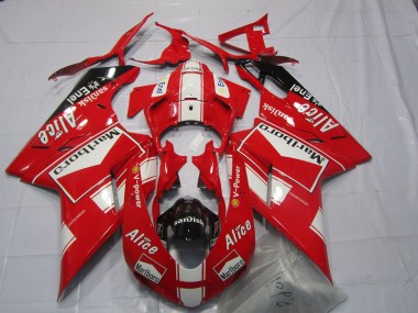 Cheap 2007-2014 Ducati 848 1098 1198 Motorcycle Fairings - White Red Glossy Black Marlboro Alice