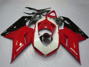 Cheap 2007-2014 Ducati 1098 Motorcycle Fairings - Glossy Red White Glossy Black