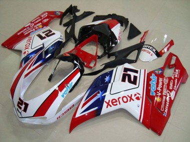 Cheap 2007-2014 Ducati 1098 Motorcycle Fairings - White Red Black Blue Star Xerox 21