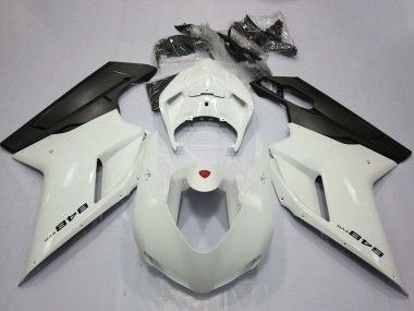 Cheap 2007-2014 Ducati 848 Motorcycle Fairings - Pearl White Matte Black