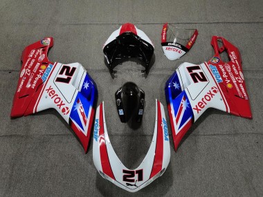 Cheap 2007-2014 Ducati 848 1098 1198 Motorcycle Fairings - White Red Blue Glossy Black Xerox Valsir 21