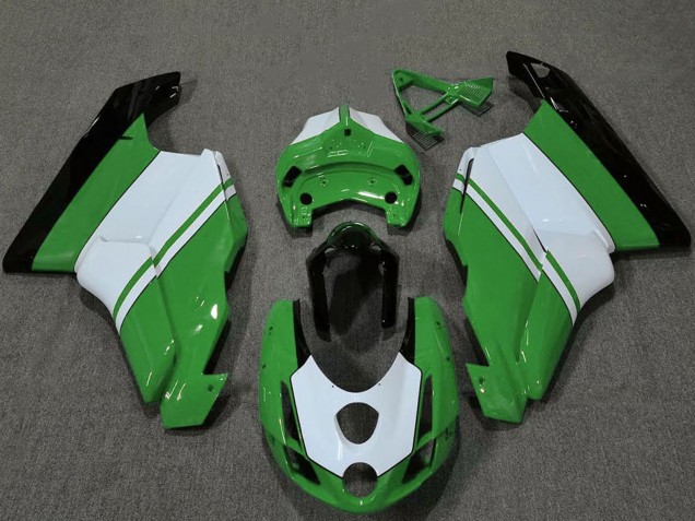 2003-2004 Ducati 749 999 Motorcycle Fairings - White Green Glossy Black